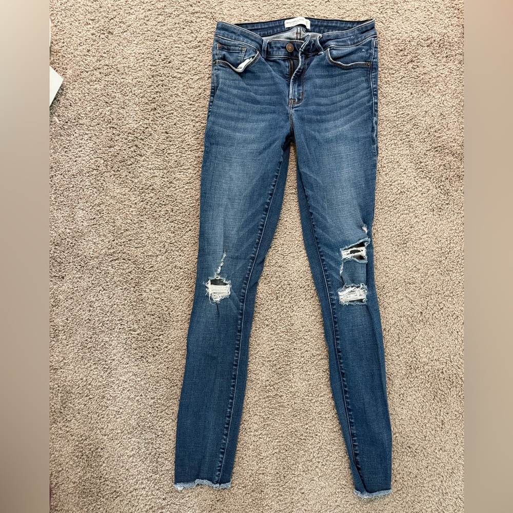 Abercrombie & Fitch Blue Ripped Skinny Jeans